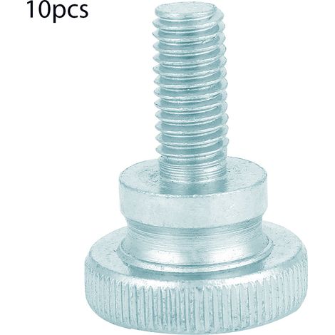 10 vis à oreilles M8 en acier au carbone zingué à tête moletée plate (M818)