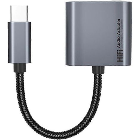 Adaptateur USB Type-C vers prise auxiliaire jack 3,5 mm avec convertisseur USB-C 2 en 1 60 W PD, charge de casque, décodage audio numérique et câble OTG (1/5)