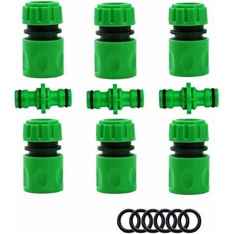 Raccord Tuyau d'Arrosage,Connecteur Arrosage Accessoires de Tuyau (6 Raccord de Tuyau Rapide, 3 Raccord Mle Double), Kit de Connexion Rapide et Facile. (1/5)