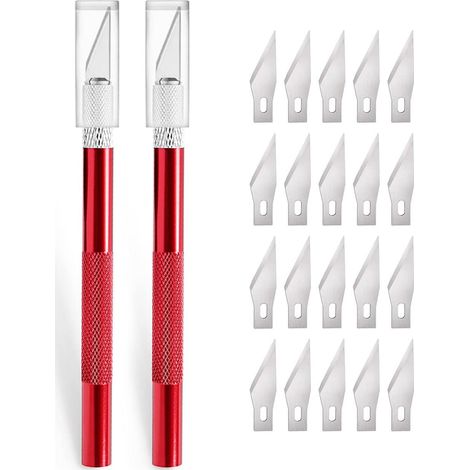 Lot de 2 fraises à faire soi-même Cutting Scalpel avec 20 lames de rechange, couteau de bricolage, couteau à découper, sculpture, film de protection de la peinture (1/5)
