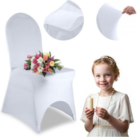Housse De Chaise - Blanc - Pour Chaise De Banquet - Universelle - Lot De 1 (1/5)