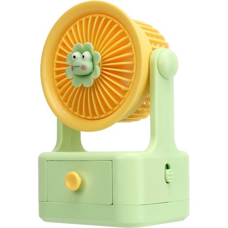 Ventilateur de table inclinable réglable – Circulateur d'air portable, mignon et multifonctionnel pour les voyages (jaune-vert) (1/5)