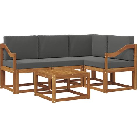 vidaXL Outdoor Sofa Set with Cushion 5 pcs Natural and Anthracite