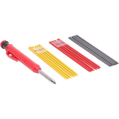 Ensemble 19 crayons de menuisier ABS pointe carbure tungstène marqueur construction avec recharges (1/5)