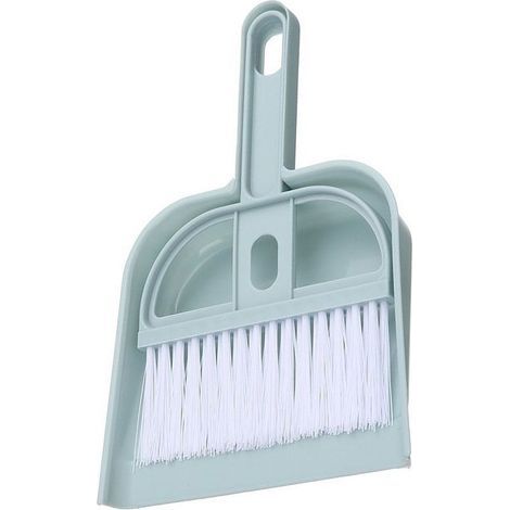 BelleRise – Mini-Tischbesen mit Kehrschaufel – nordisch-blaues Design – steife Borsten – für Schreibtisch, Tastatur und Auto (1/5)