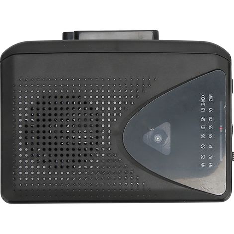 Lecteur de cassettes stéréo rétro portable avec 2 modes de chargement et haut-parleur clair pour une utilisation intérieure et extérieure (noir). (1/5)