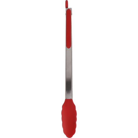 Küchenzange aus Edelstahl und Silikon, hitzebeständig, rutschfest, zum Servieren, Backen und Kochen, rot, 40 cm / 15,7 Zoll (1/5)