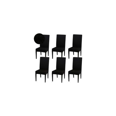 6er-Set universelle Stretch-Stuhlhussen für Esszimmerstühle, ideal für Hochzeiten und private Feiern, schwarz. – Crezuo