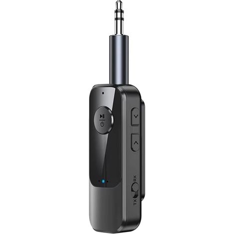 Haiaveng 2 en 1 Émetteur Audio Récepteur Bluetooth 3,5 mm AUX TF avec Micro Kit Mains Adaptateur pour TV PC Voiture (1/4)