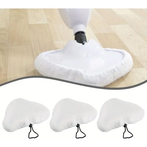 Adecuado para mopas de vapor de microfibra blancas redondas y triangulares H2O, paquete de 3 (1/5)