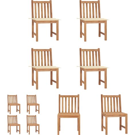 Gartenstühle mit Kissen - vidaXL Gartenstühle 4 Stk. mit Kissen Massivholz Teak - Holzstühle Außen (1/5)