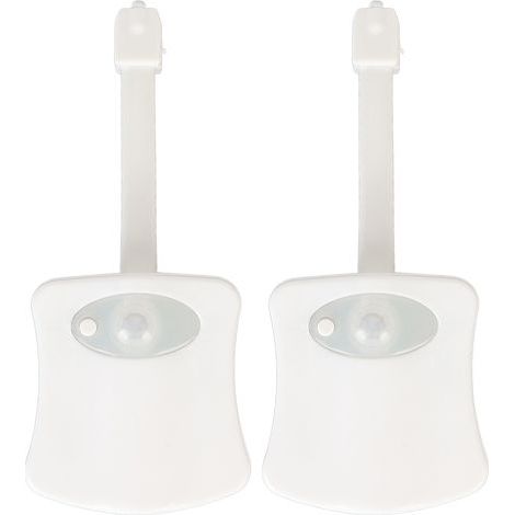 2Pcs Lampe Toilette LED 8 Couleurs, Capteur de Mouvement 2 Modes, Alimentation sur Piles pour Salle de Bain et WC (1/5)