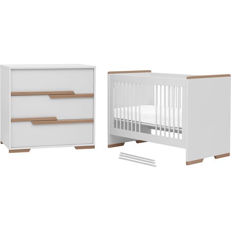 Lit bébé et commode à langer Pinio Snap Blanc et bois (1/5)