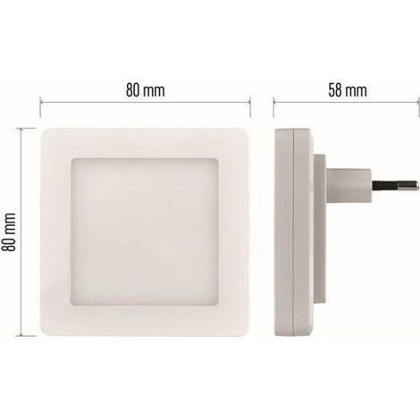 Veilleuse LED - Capteur Crépusculaire - 2 Niveaux Luminosité - Blanc Chaud - 80 x 80 x 58 mm - 1 Pièce (1/4)