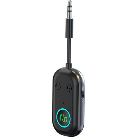 Adaptador Bluetooth 5.3, transmisor 2 en 1 compatible con 2 AirPods, adaptador de conector para auriculares para avión, TV, sistema estéreo. (1/5)