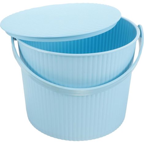 Seau de Rangement Rond en Plastique avec Couvercle Petit Tabouret Ménager (1/5)