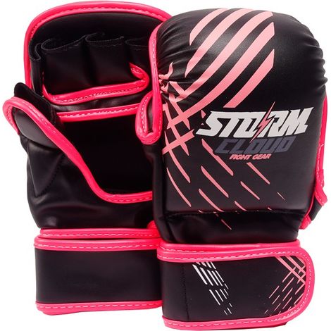 Guantes de sparring StormCloud Lynx MMA, negro/rosa, 7 oz, talla XS