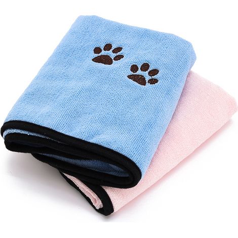 Serviettes pour animaux de compagnie 2 pièces, roses, bleues, serviettes pour chiens à séchage rapide, serviettes absorbantes pour chiens, serviettes de bain pour animaux de compagnie (1/5)
