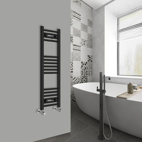 WarmeHaus Straight Black Bathroom Ladder Radiator 1000x300mm (1/5)