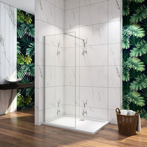 Biubiubath Chrome Walk in Wet Room Shower Enclosure 1200x1900mm Screen Panel Cubicle 8mm NANO Glass
