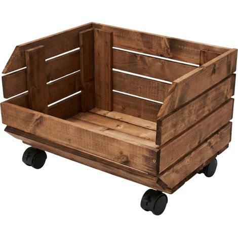 Boîte mobile sur roulettes marron 37 x 30 x 28 cm, conteneur modulaire GoodFreshDecor (1/5)