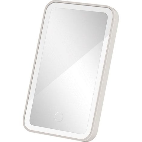 Longziming - Miroir de maquillage LED blanc avec lumière - Miroir de bureau portable pour femmes, miroir de maquillage lumineux pour table, chambre d'étudiant, voiture et voyage - Compact et élégant (1/5)