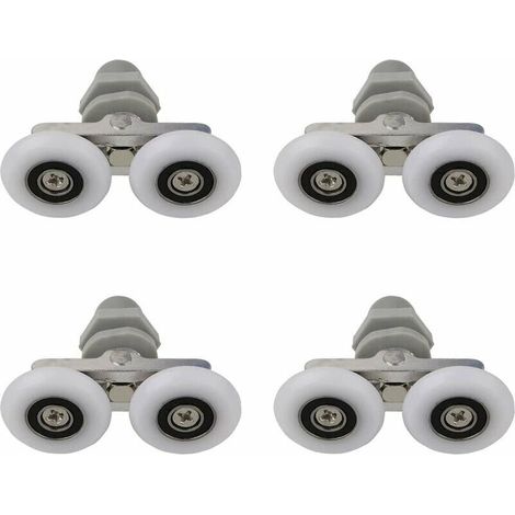 Roulettes Doubles pour Porte de Douche Roulettes pour Porte de Douche Roulettes Coulissantes Porte Salle de Bain Douche Rouleau de Douche de Rechange,Pièces de rechange pour salle de bain 27mm 4 PCS (1/5)