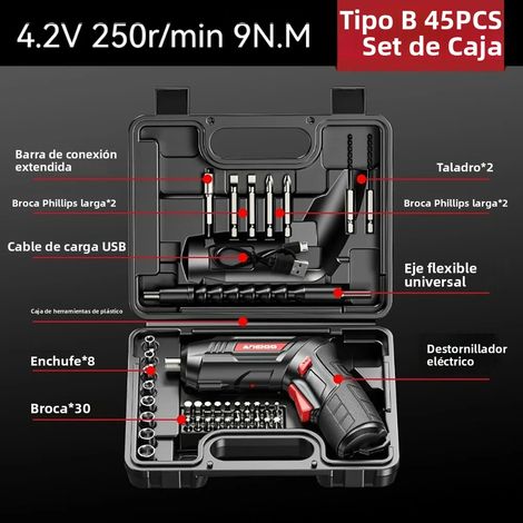 (Coffret modèle B45) Kit de tournevis électrique sans fil rechargeable 4,2 V avec batterie et perceuse (1/5)