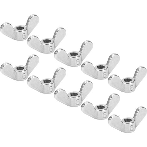 10 écrous papillon M6 en acier inoxydable 304, assortiment pour machines (1/5)