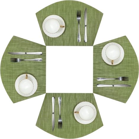 Lot de 4 sets de table ronds en vinyle tissé PVC résistant à la chaleur, faciles à nettoyer et durables. (1/5)