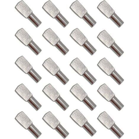 20Pcs Shelf Support, Shelf Support Pins Dowel Shelf Plate Brackets Nickel Plated Metal for Cabinet Desk Accessories - 5mm19mm (1/4)