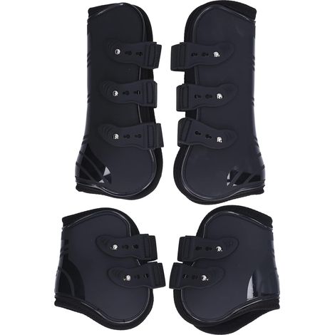 Horse Gaiters, 4 Pieces PU, Horse Tendon Protector Gaiters, Horse Splint Gaiters for Front Legs and Rear Legs, Horse Leg Protector Bands(L)