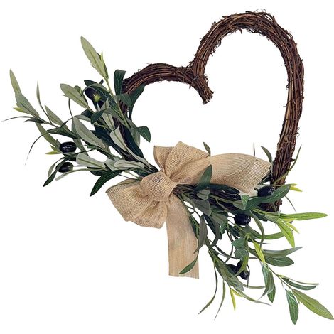 Guirlande En Forme De Coeur - Branches D'olivier Artificielles - Décor Mur Porte Arche Mariage Jardin Intérieur Extérieur - 45 cm (1/5)