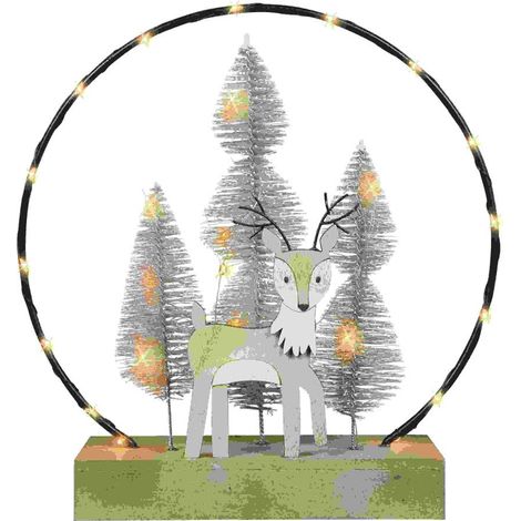 TrendLine Tischdeko Metall+Holz 24 x 8 x 25 cm grau/natur Figur