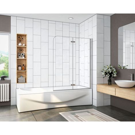 Mamparas de Bañera Plegable Biombo de Baño Abatible, 6 MM Cristal Templado Antical 100x140cm