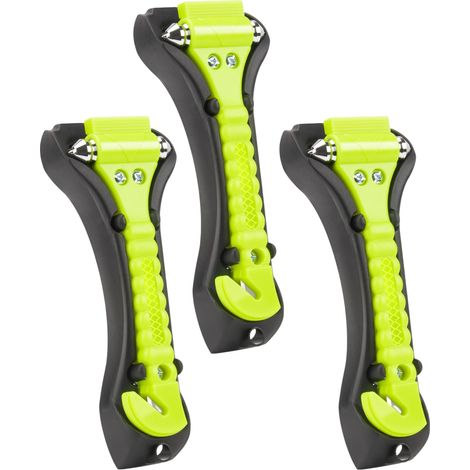 Marteau d'urgence 2 en 1 pour voiture - Brise-vitre et coupe-ceinture de sécurité, lot de 3 outils de sécurité pour véhicule, vert-AquaForge (1/5)