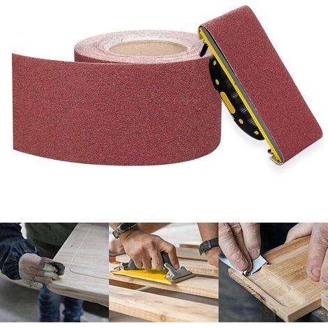 120 Grit Sandpaper Roll, 93 mm x 10 m, for Metal and Wood, for Orbital and Hand Sanders (1/4)