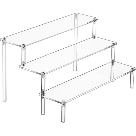 Étagère à 3 niveaux en acrylique transparent 30 x 20 x 15 cm - Support pour cosmétiques, bijoux et cupcakes (1/5)