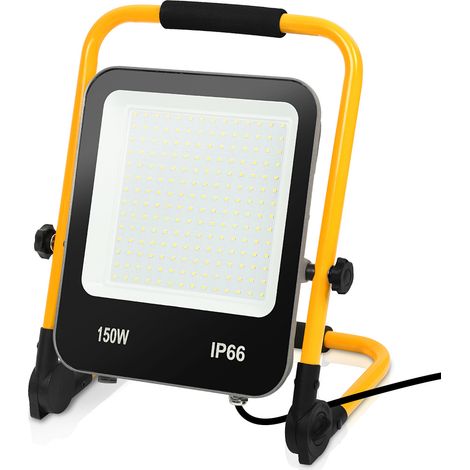 Randaco Proiettore da cantiere a LED da 150W Proiettore LED con treppiede Lampada da cantiere - Bianco freddo