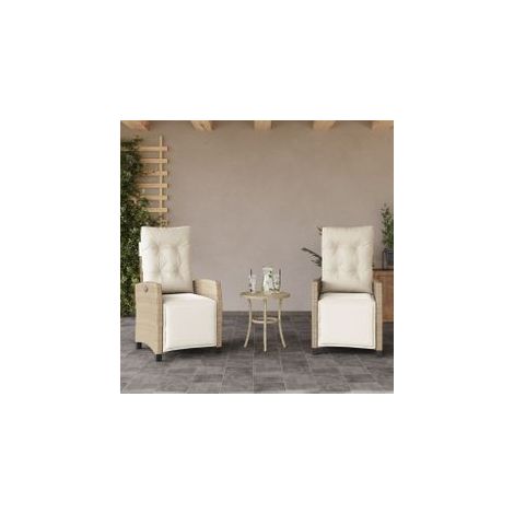 Chaises inclinables de jardin lot de 2 avec repose-pied rotin (1/5)