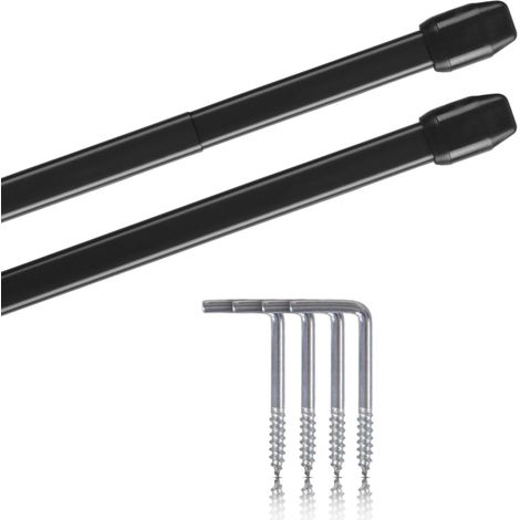 2 - Tringle à rideau - Accessoire de fenêtre - Extensible et réglable - Fixation par vissage adhésif ou serrage - Pour intérieur salon chambre - Noir - 110x150 cm (1/4)