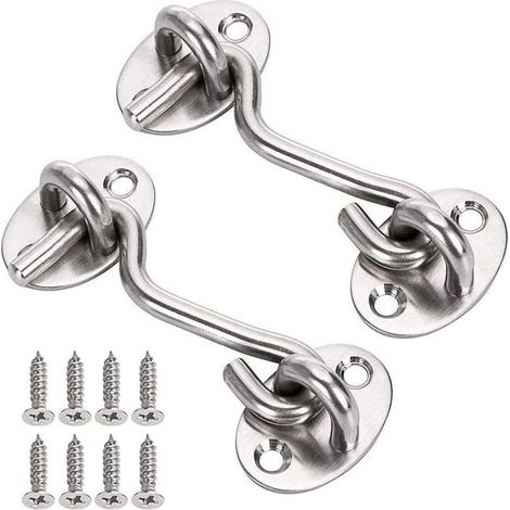 pièces Crochet de cabine Crochet de porte Fermeture Loquet Support fenêtre en Acier Inoxydable Verrouillage pour Salle de bain Portail - 3 Pouces (1/5)