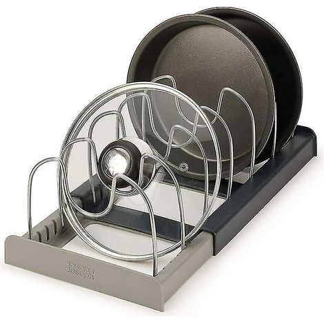 Pot Rack - Support De Rangement Cuisine Avec 7 Compartiments Réglables - Pour Casseroles Poêles Ustensiles Et Couvercles - 30 5 À 56 Cm