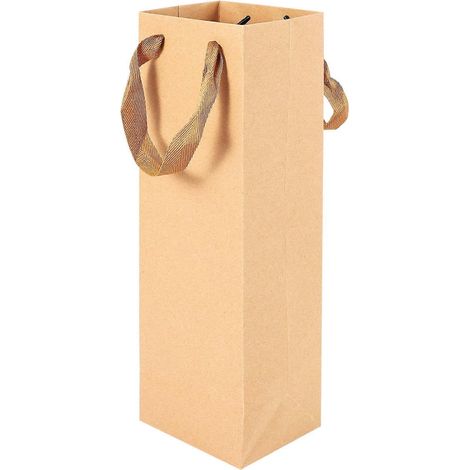 12er-Pack braune Kraftpapiertüten mit Kordel – 10,2 cm x 10,2 cm x 35 cm