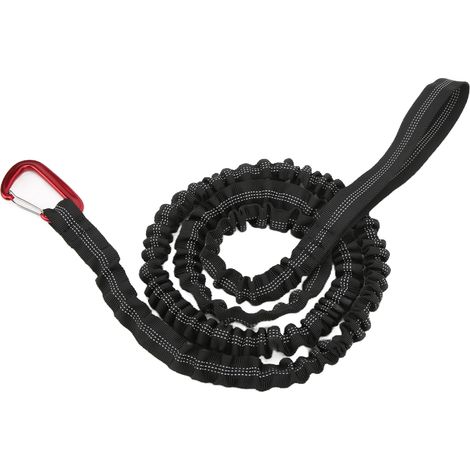 Hochleistungsfähiges, flexibles Abschleppseil mit Stoßdämpfer und Kletterkarabiner, geeignet für den Einsatz im Freien, an LKW oder Fahrrädern, schwarz (1/5)