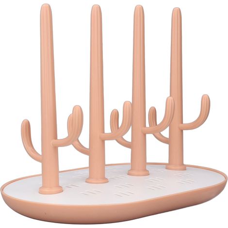 Égouttoir à biberons amovible, gain de place, drainage facile, surface antidérapante, support vertical rose (1/5)