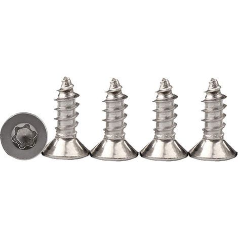 INHHUB 100 Stück M3 x 10 Vollgewinde-Torx-Senkkopf-Holzschrauben für A2-Spanplatten, Edelstahl, selbstschneidende Schrauben, Quincunx-Standard-Vollgewindebefestigung für die Holzbearbeitung, INHHUB