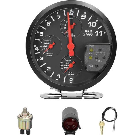 Manomètre multifonction 4 en 1 pour voiture, 5 pouces : tachymètre, pression d'huile