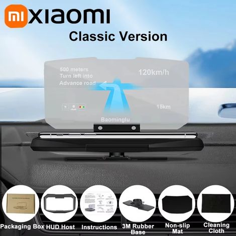 Accessoires pour voiture Xiaomi : affichage tête haute HD, navigation, support de téléphone pliable, projecteur de pare-brise, loupe d'écran. (1/5)