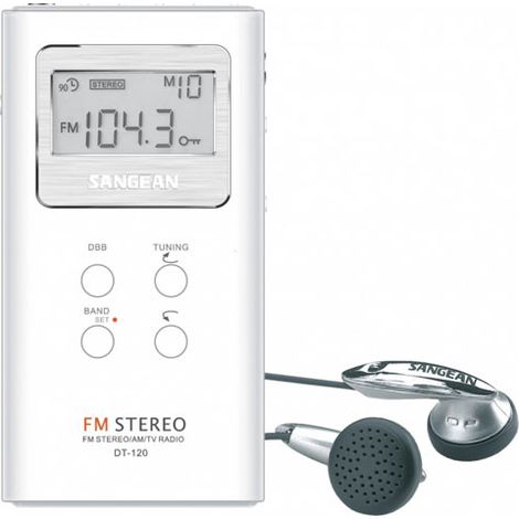 Sangean DT-120, Radio (LCD-Anzeige, 120 W, 1,5 V), Weiß